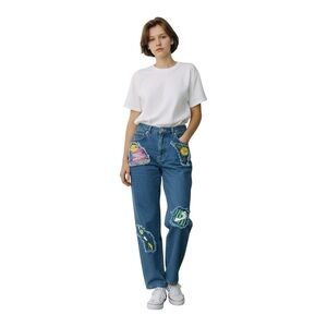 Vintage 80’s Jeantonic Patchwork Art Hippie High Waisted Jeans